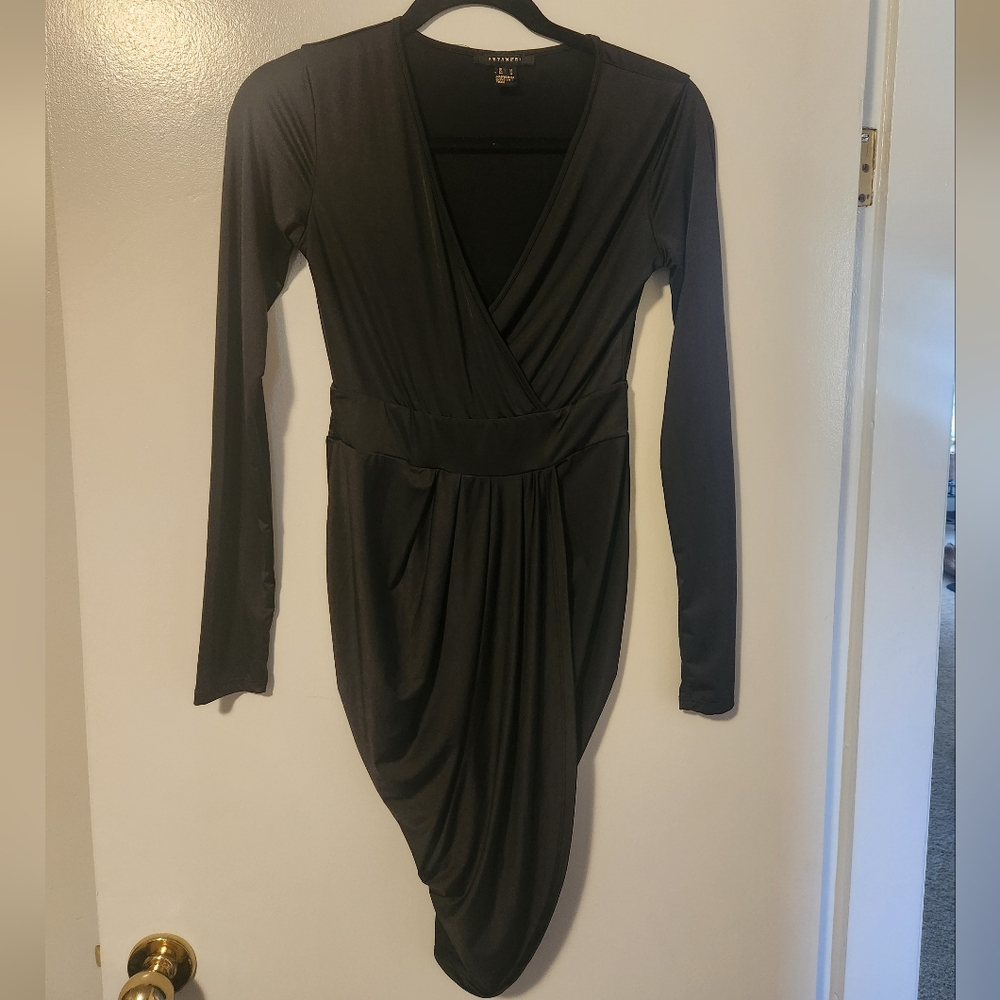 Revamped Black Long Sleeve Wrap Dress